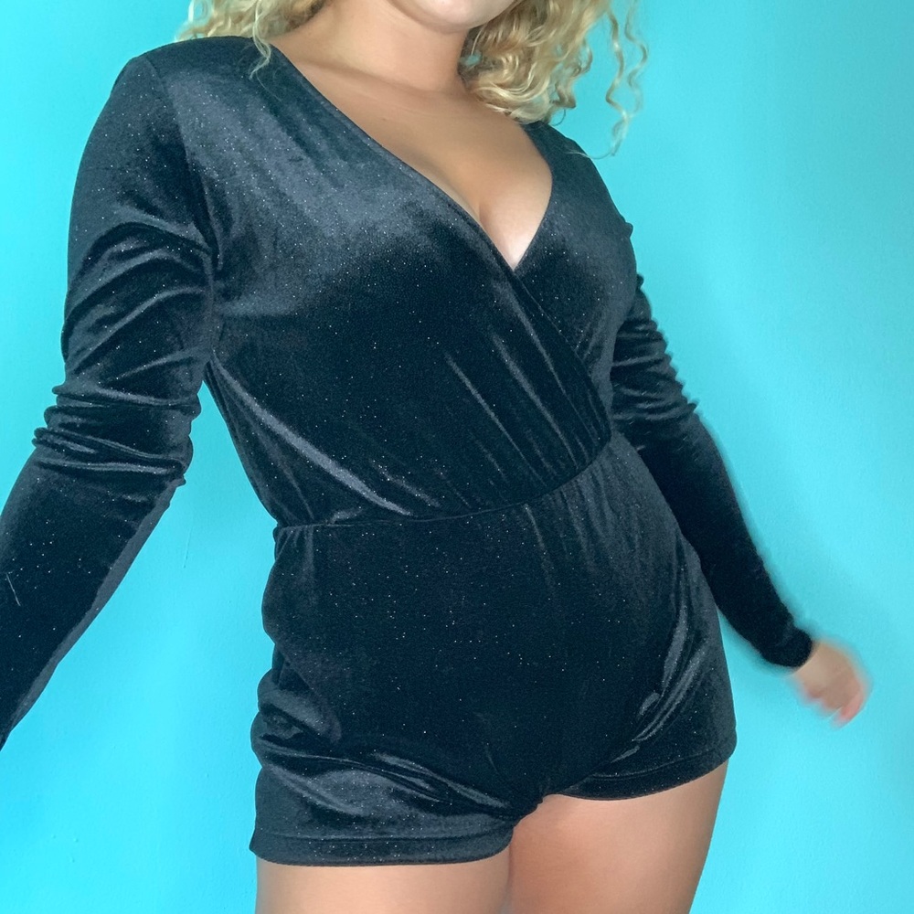 Black Shiny Stretchable Romper